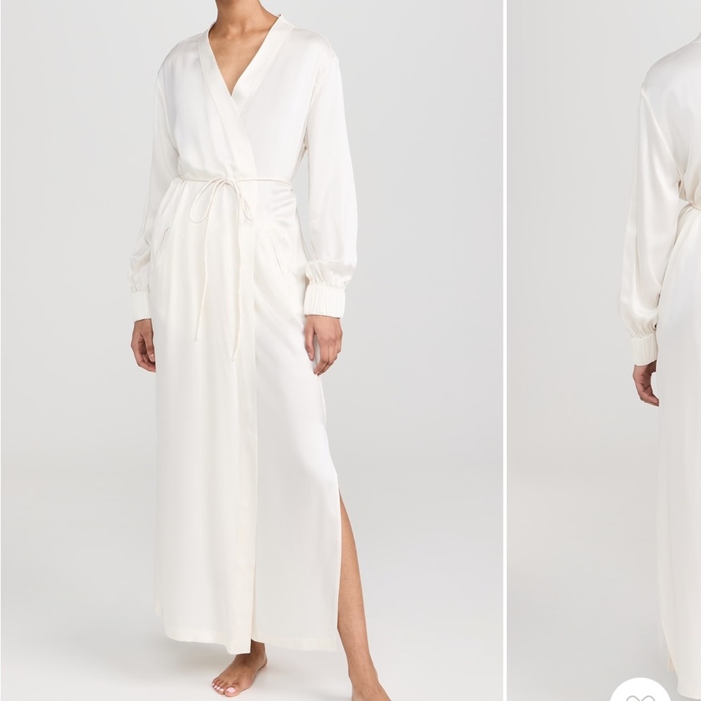 LUNYA BNWT Washable Silk Long Robe in Tranquil White Size XS/S